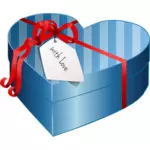 Vektör görüntü mavi kalp şeklinde hediye kutusu