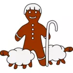 Gingerbread shepherd with two sheep