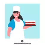 Girl baked a cake