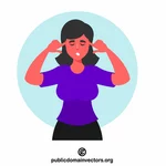 Girl covering her ears