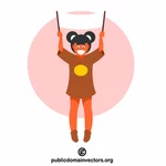 A girl is holding an empty banner