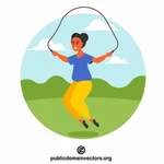 Girl jumping rope vector