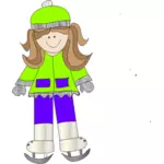 Kartun vektor gambar gadis ice skating