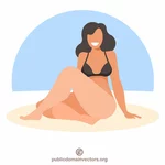 Menina tomando sol na praia