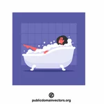 Flickan tar ett bad