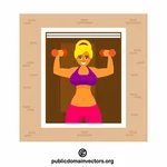 Girl with dumbbells