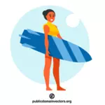 Menina com uma prancha de surf