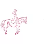 Girl riding a horse vector illustration