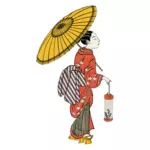 Chica japonesa con linterna vector de imagen