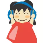 Menina com desenho vetorial de fones de ouvido