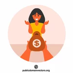 Giving money to a woman