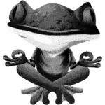 Vector illustration of glitch frog doing a zen pose