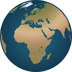 Delineare il disegno del globo verso Europa e Africa vettoriale