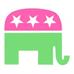 Gajah hijau dan merah muda