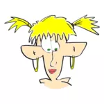 Wanita kartun dengan gambar vektor telinga flap