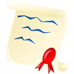 Vektor illustration av examen dokument med röda sigill