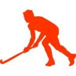 Silhouette vector clipart de joueur de hockey sur gazon