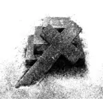 Tilted cross on a grave photocopy image