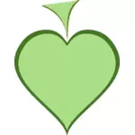 Green heart with dark green thick line border vector illustration