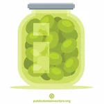 Green olives in a jar