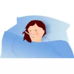 Illustrazione vettoriale di una donna febbricitante