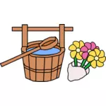桶和花