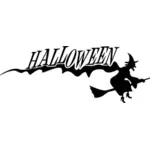 Flygende heks Halloween banner vektorgrafikk utklipp