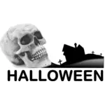 Halloween Scenery with skull vector drawing