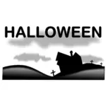 Vector illustration of Halloween graveyard