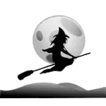 Immagine vettoriale silhouette della strega volante