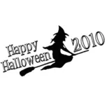 Szczęśliwy Halloween latająca wiedźma grafika wektorowa