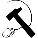 Vector drawing of working class hammer and mouse