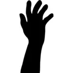 Vector illustration of old man's arm stretched up silhouette