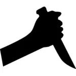 Silhuett vektor illustration av hand med kniv