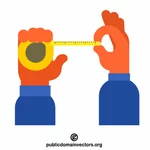 Hands holding tape measure