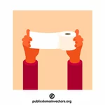 Tangan memegang kertas toilet