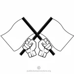 Hands holding flags