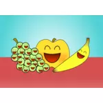 Векторная графика счастливые фрукты