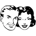 Image vectorielle heureux couple rétro