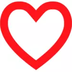 स्थूल बाह्य रेखा के साथ एक लाल दिल के वेक्टर छवि