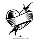 Coração e banner vector clipart