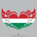 Brennendes Herz mit ungarischer Flagge