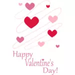 Vektor Klipart růžové srdce Valetine den kartu