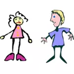 Illustrazione vettoriale di stick figure kids