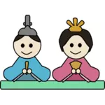 Clip art wektor z lalka płci męskiej i żeńskiej w Japonii