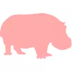 Hippo गुलाबी सिल्हूट वेक्टर छवि