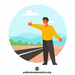 Man hitchhiking