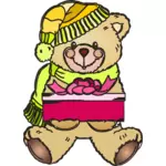 Holiday nallebjörn med gåva vektor illustration