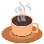Vector clip art of orange cup of coffee with saucer