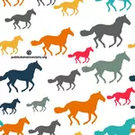 Seamless mönster med färgade hästar